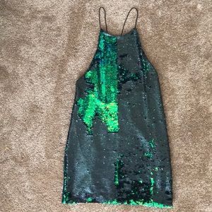 Black/Green Ecote Sequin Dress